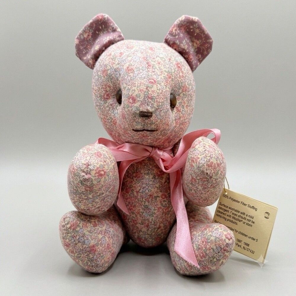 Vintage Kathy Arnold Originals Floral Teddy Bear Plush Stuffed Animal 1988 Tag